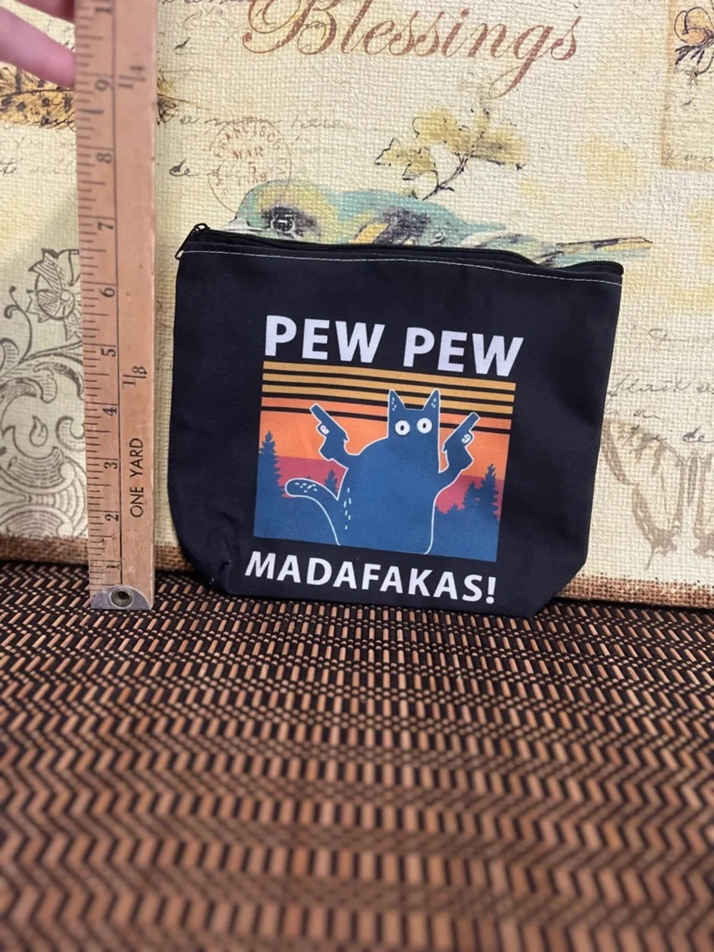 PEW PEW Black Cat Zipper Pouch - Funny Pet Cat Accessory